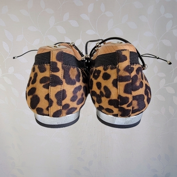Aquazzura Leopard Print Ballet Flats - Suede Lace Up Ballerina Style 38.5 - Picture 9 of 16